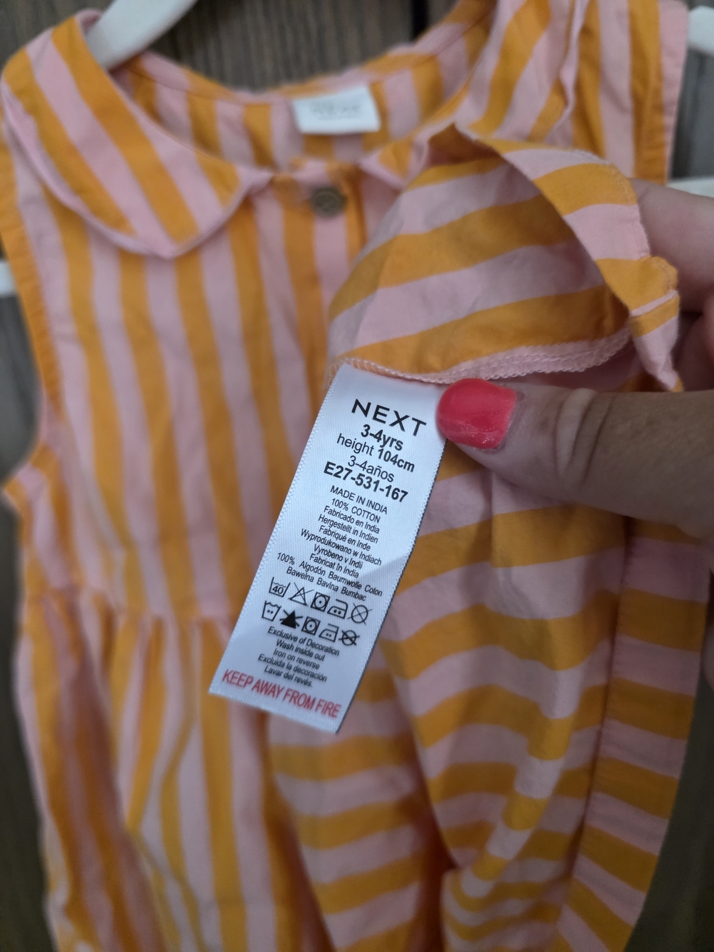 NEXT Pink & Orange Striped Button-Front Shirt Dress - Picture 4 of 4